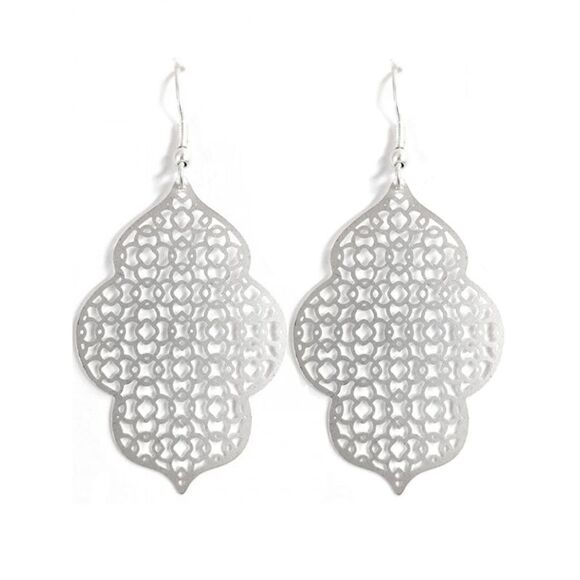 Matte Silver Lace Earrings - Picture 1 of 4